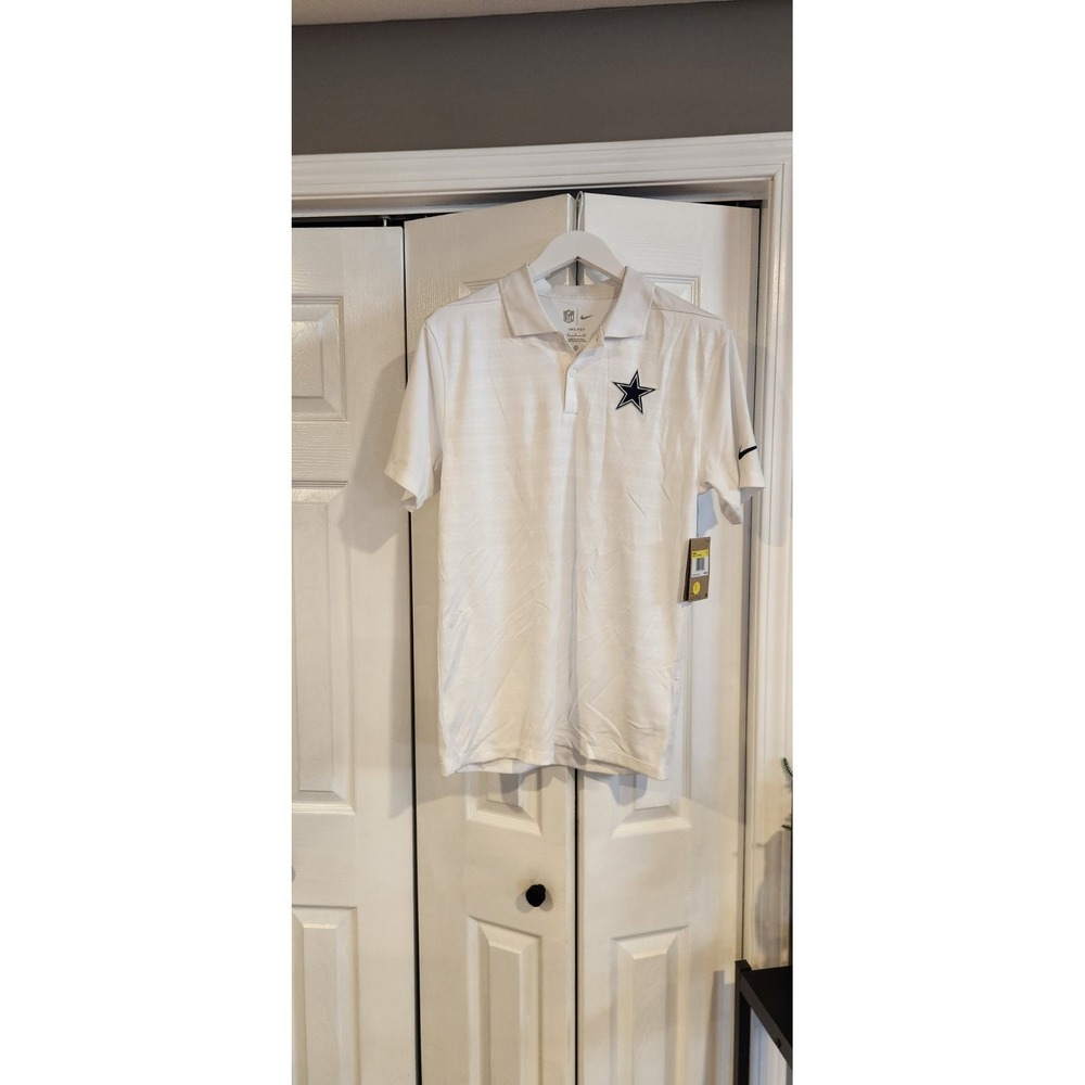 NWT Men's Small Nike Dri-Fit NFL Dallas Cowboys White Short Sleeve Golf Polo